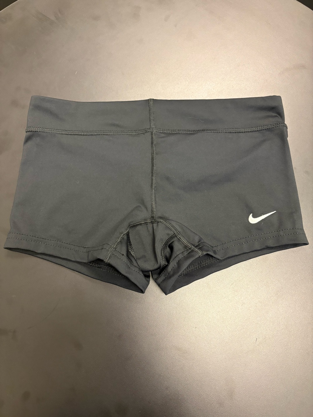Nike Women's Black Low-Rise Athletic Shorts with White Swoosh